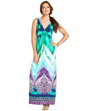 NWT-AGB ~Size SMALL~ Twist-Front Exotic Print Women's Maxi Long Dress Cute!