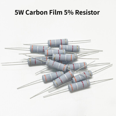 5W Carbon Film 5% Color Ring Resistor 1R 10R 100R 1K 10K 100K 1M 2.2R 47R 4.7K