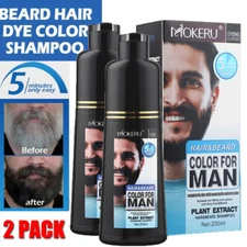 2X Men's Mustache & Beard Dye for Gray Hair Coverage Natural Black Color 200ml
