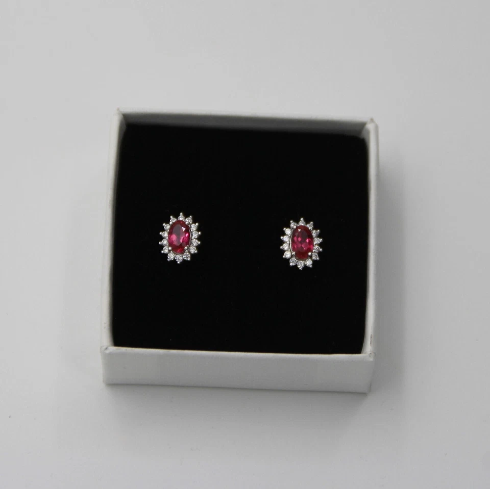 Rubin Ohrstecker Steine synthetisch hergestellt, Juli Geburtstag edler Geschenk - Bild 2 von 4