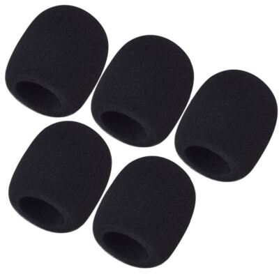 5 Pcs Black Microphone Windscreen Pop Filter Sponge Foam Wind Shield Mic Cover