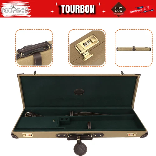 TOURBON Canvas 28-32in O/U SXS Shotgun Hard Case Gun Safe Storage Box Cabinet - Picture 1 of 24