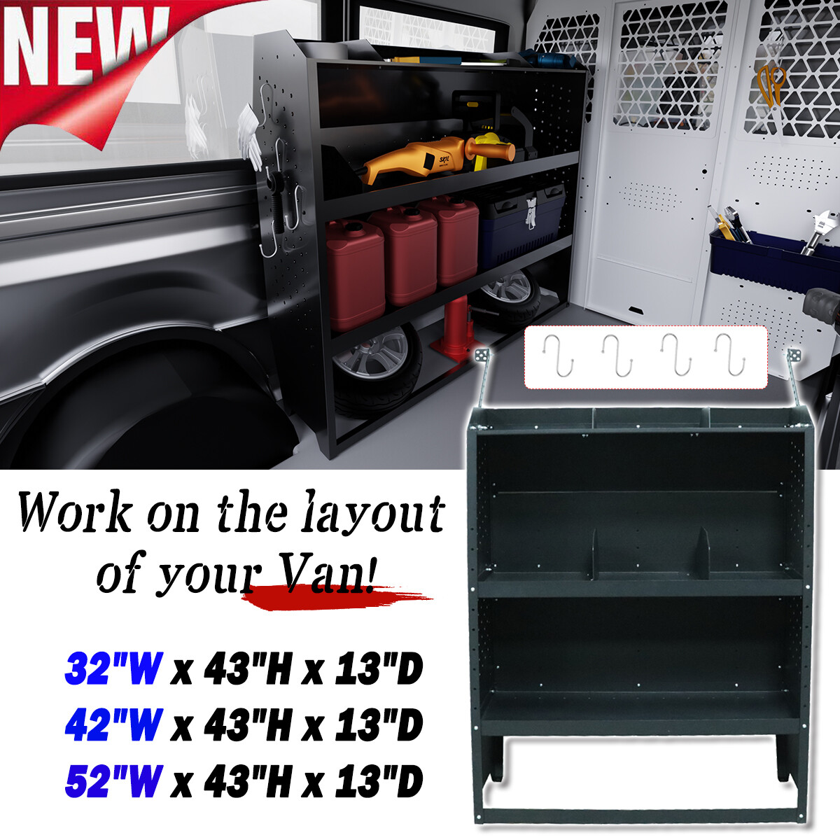 Vanhoxcci Steel Cargo Van Shelving Storage System Fit For NV200 - View #11