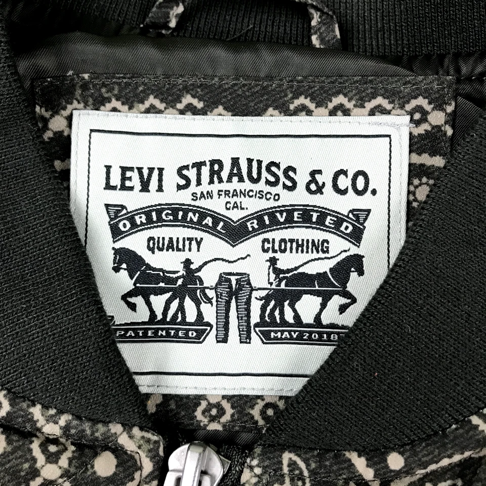 Levis 夹克男式 XL 绿色花卉头巾全拉链填充长袖全新带标签 — 第 2/4 张图片