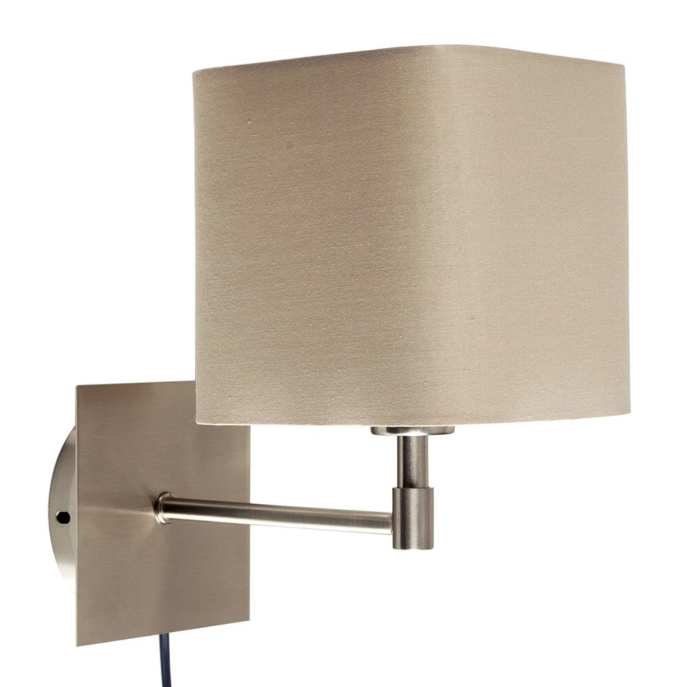 Lámpara de pared enchufable para pantallas cuadradas de tela luces de cabecera de diseño de hotel