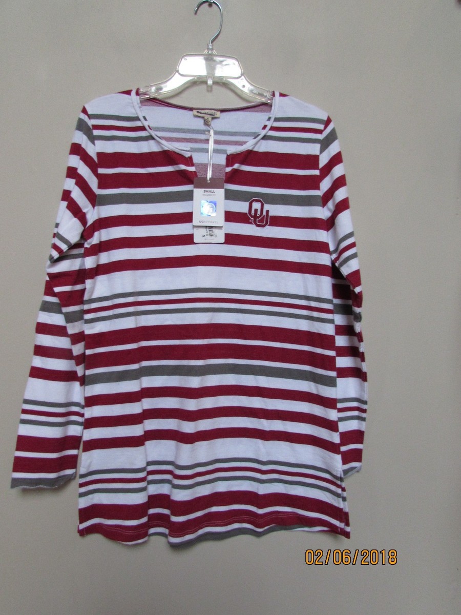 New women size S Ug Apparel OU University Oklahoma Striped Red