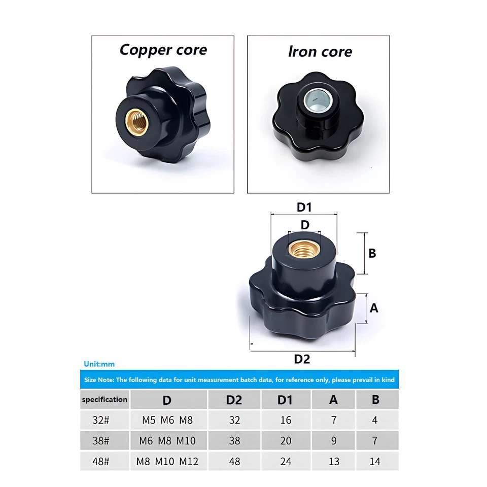M4/M5/M6/M8/M10/M12/M16 Sterngriff Mutter Rändelmutter Sternmutter Klemmmutter - Bild 4 von 4