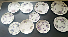 Bundle of 10 x Vintage Lilac Floral Pattern Small Plates / Saucers