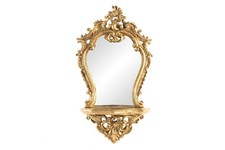 SPECCHIERA BAROCCO A MURO CON MENSOLA PER INGRESSO CAMERA CONSOLLE SOSPESA ORO