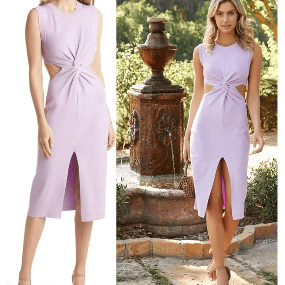Vici knit stretch CutOut Dress Lavender front slit size M | eBay