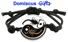 NEW! Real INSECT Black White YING Yang SCORPION BRACELET Jewelry PENDANT 