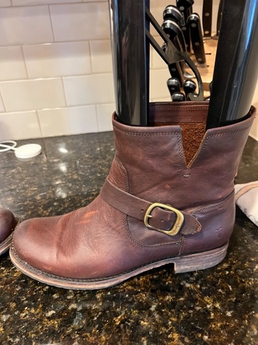 FRYE Veronica Short Boots Womens Sz 7.5B Dark Brown Leather Motorcycle Rider - Picture 3 of 9