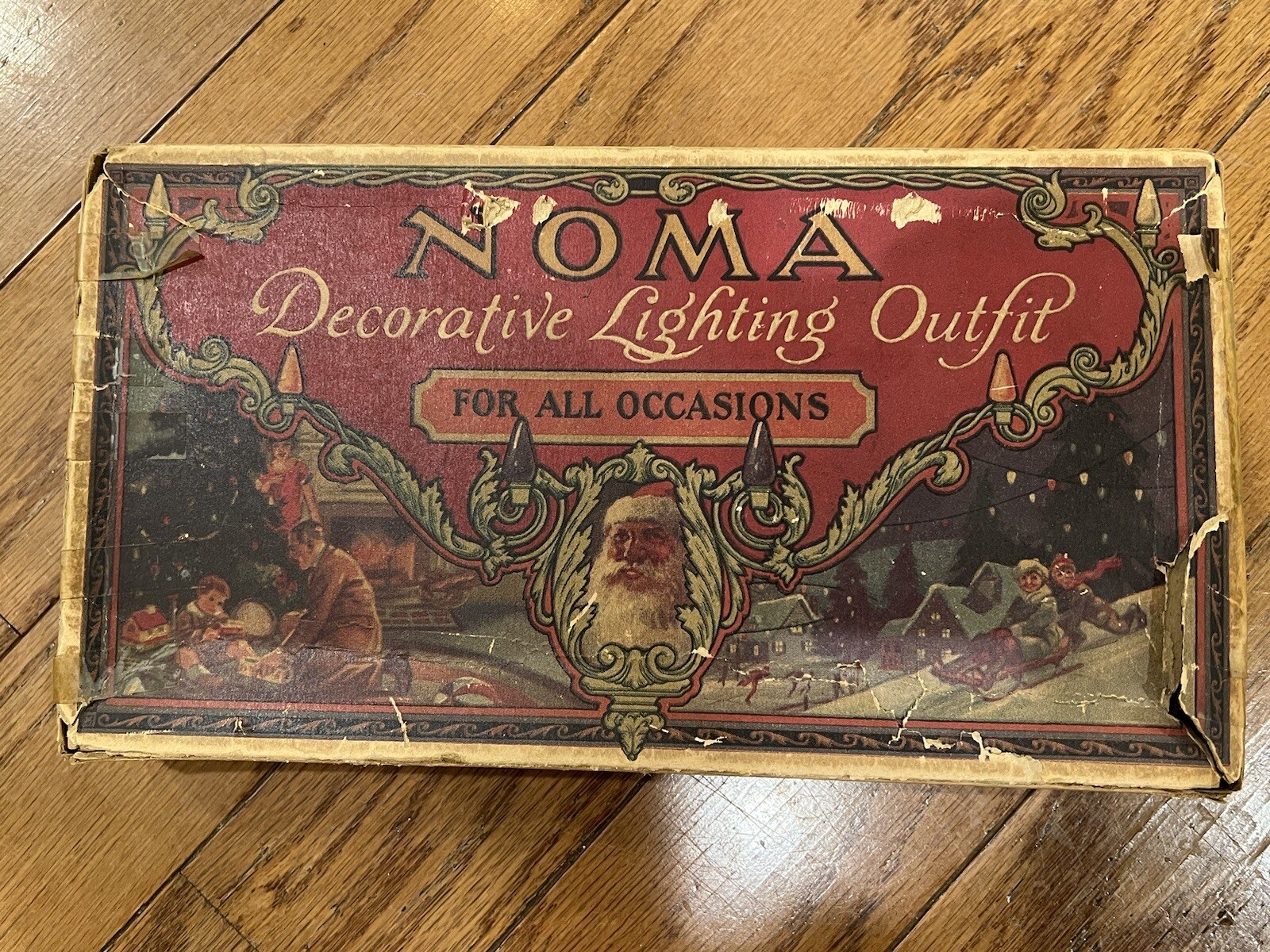 Antique C6 GE 1920’s NOMA Christmas Lights Cloth Wire Decorative Box