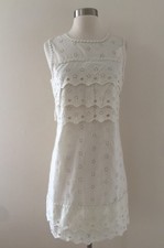 New J.Crew Tiered Eyelet Dress Lace Shift Ivory Size 4 G8475 $98