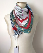 Foulard étole Sonia Rykiel Bleu Marine Et Blanc - Occasion En Bon état - Coton Et Voile
