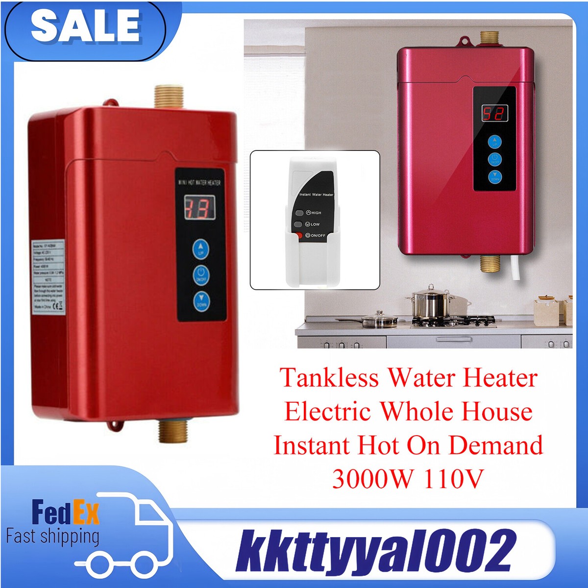 Tankless Water Heater Electric Whole House Instant Hot On Demand