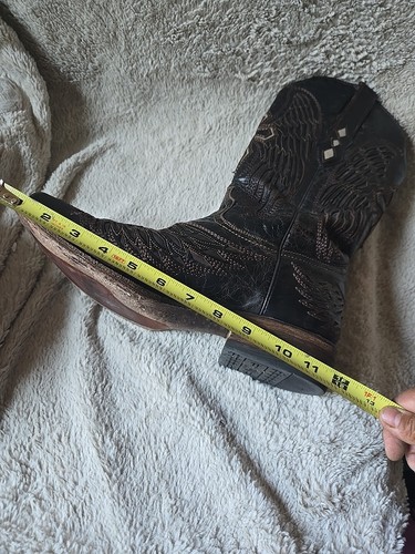 Corral Boots Mens Size 9D Wing and Cross Inlay Square Toe Leather Cowboy A1978 - Picture 11 of 16