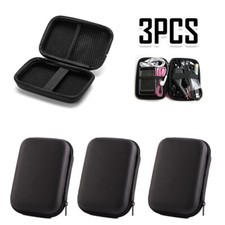 3pcs Black 2.5" Portable USB Hard Drive Earphones Storage Bags Data Wire Pouch