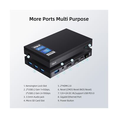 MeLE Fanless Mini PC Quieter3Q 11th Gen N5105 8GB 256GB Windows 11