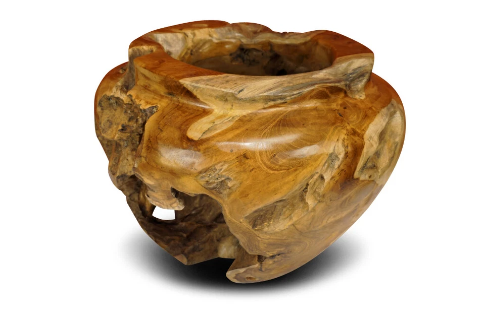 Holz Übertopf Wurzelholz Blumentopf Teak Schale Orchideen Topf Dekoration Schale - Bild 2 von 4