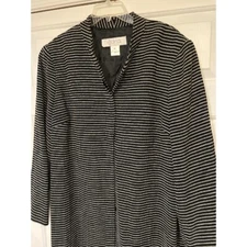 Elana by Tanner Made in Italy Tweed Black White Blazer Jacket Topper 18 Long