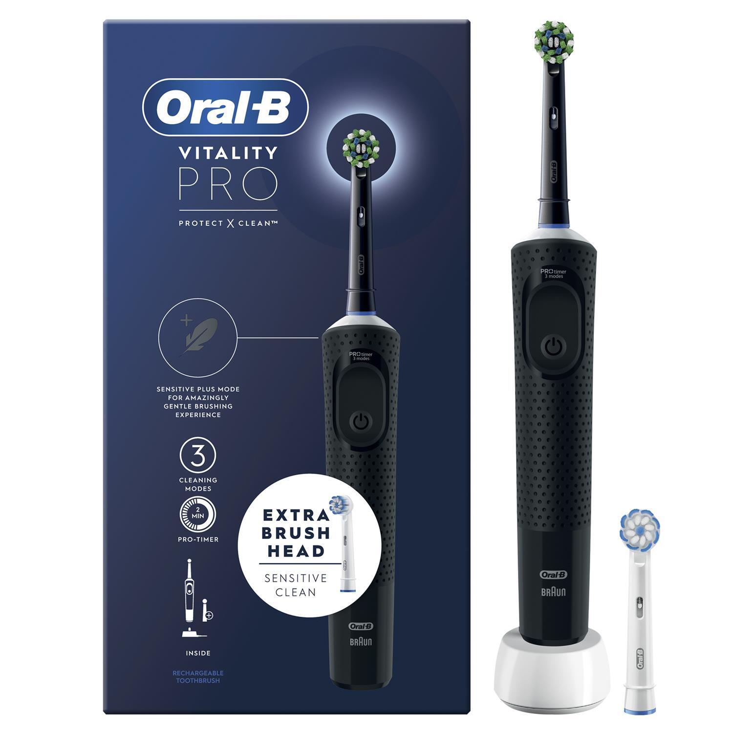 OralB Vitality Pro Electric Rechargeable Toothbrush with 2 Brush Heads