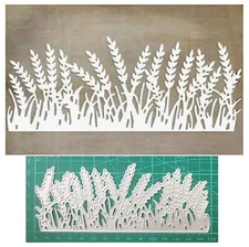 Wildflower Wheat Grass Border Metal Die Cuts, Wheat Grass Border Cutting Dies...