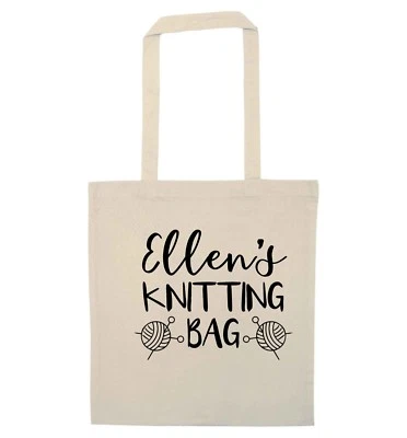 FLOX CREATIVE Personalised Knitting Bag, Tote Bag Knitting Needles Wool Craft Keep Sake 5199