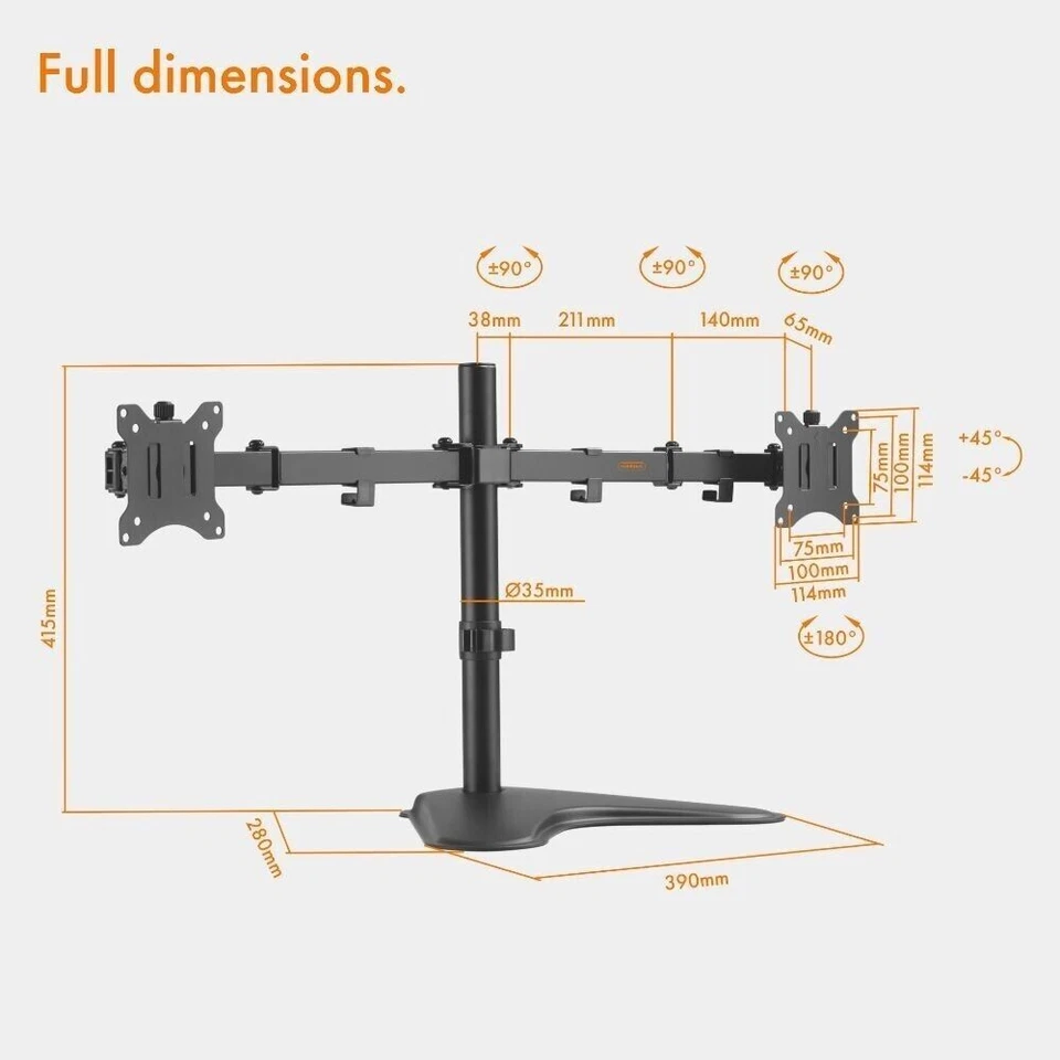 Dual Monitor Setup 48" IPS LED 2 X 24" 1920x1200 DP VGA +HDMI Dual Stand - Image 4 of 4