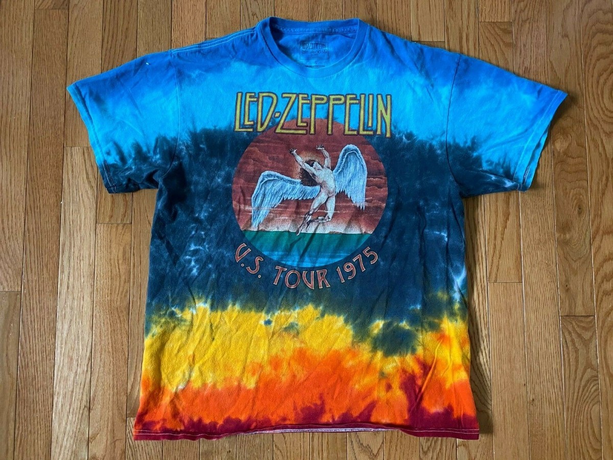 Led Zeppelin U.S. Tour 1975 Tie Dye Short Sleeve T-Shirt Sz L Mens