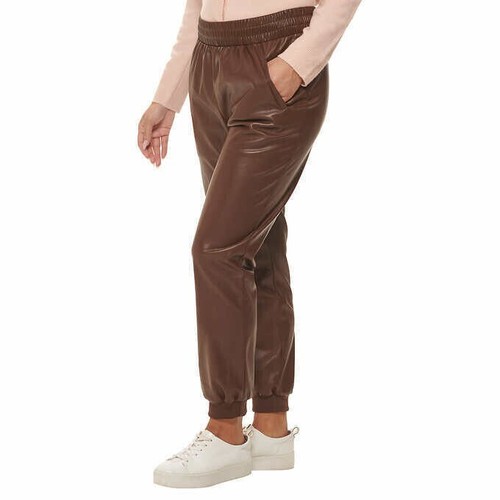 NWT DKNY Women's Pull On Faux-Leather Pants With Pockets Brown Size S ...