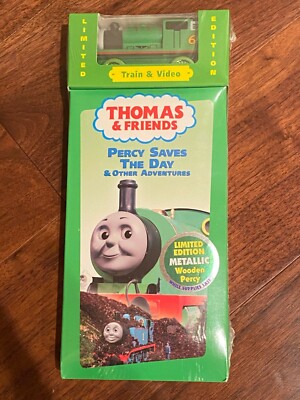 Thomas Train wooden Rare Limited Ed. Green Metallic Percy 60th Anniv. BNIB w/VHS