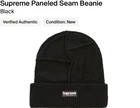Bonnet vintage Supreme à couture lambrissée ! FW20 !! Noir !!NEUF AVEC ÉTIQUETTE !D/S !Rare !100% authentique !!!