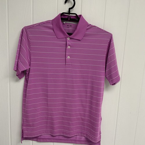 Adidas Clima Lite men's polo shirt sport wear striped pink short sleeve size S - Picture 7 of 8