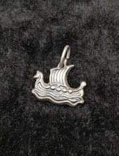 Kleiner Vintage 830er Silber Wikinger Schiff Anhänger Charm. Nordisch. Langboot