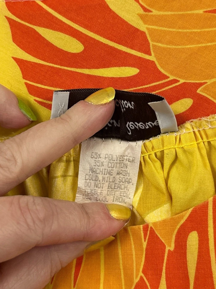 Vestido Muumuu Estampado Floral Amarillo Naranja Colección Reserva Hawaiana Años 80 De Colección 3XL Foto 4 de 4