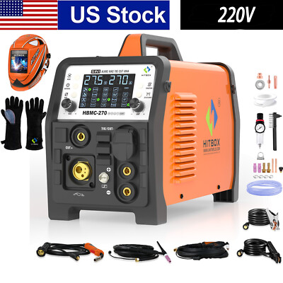TIG/CUT/MIG/MMA 220V 6IN1 Multi-function plasma Cutter Welder with Helmet/Gloves