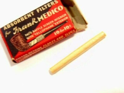 vintage cardboard box: Absorbent pipe Filters for Frank Medico (only 1 remains)
