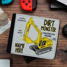 Personalised Boys Wallet Digger Bi Fold Card Holder Birthday Gift For Him KS246