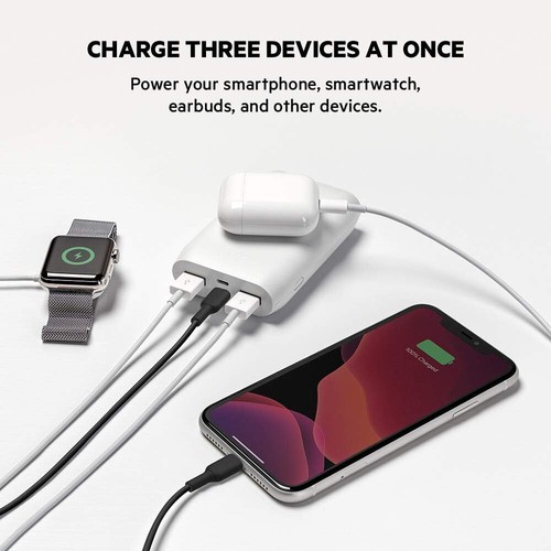 Belkin 10K Power Bank – White – Model F8J267btWHT– Dual USB - Fast Charging - Picture 6 of 6