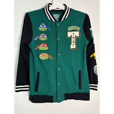 Nickelodeon TMNT Mutant Mayhem Boys Varsity Jacket Green Black XL 14-16