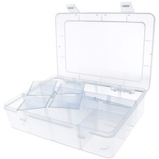 Clear Plastic Organizer, 12 Grids with Adjustable Dividers, Jewelry Box Bead ...
