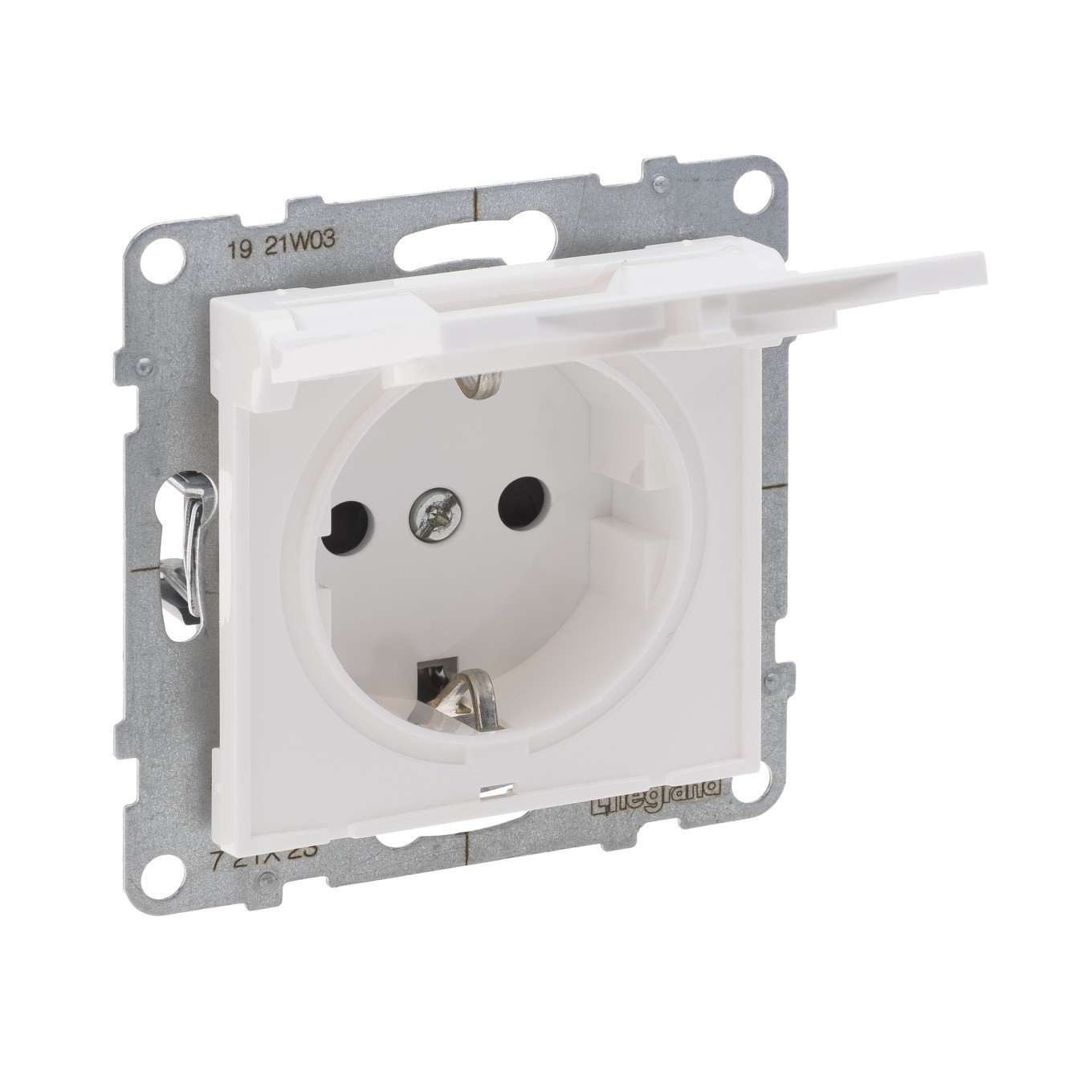 Schuko socket 2P + Z white 16A 250V IP21 terminals Suno 721127