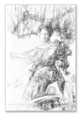Classical Drawings Collection, #1 | Native Maiden as a Wool Spinner