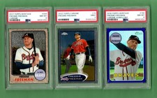 Freddie Freeman PSA Card Lot, Topps Chrome PSA 9, 2017 &amp; 2018 Topps Her. PSA 8