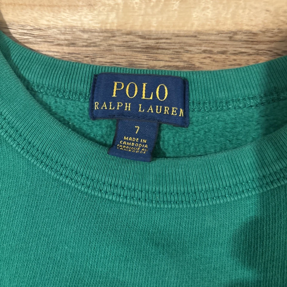 Polo Ralph Lauren Sudadera Verde Talla 7 Polo Deletreado Foto 3 de 4