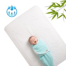 Bamboo Rayon Baby Crib Mattress Protector - Waterproof Breathable Cooling Fit...