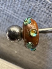 Trollbeads Shining Green Bud HTF Glass Bead Super Rare Collectors Museum Piece