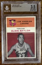 1961-62 FLEER ELGIN BAYLOR ROOKIE RC BASKETBALL CARD #3 GRADED BECKETT 3.5 READ. rookie card picture
