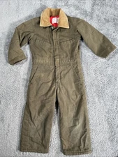 Vintage Key Imperial Coveralls Olive Green Size 4 Youth Bibs Children’s 1980s